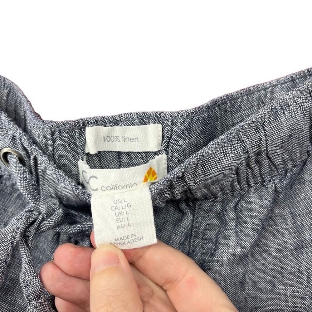 C&C California Women's Linen Drawstring Shorts Blue Large - Picture 8 of 9